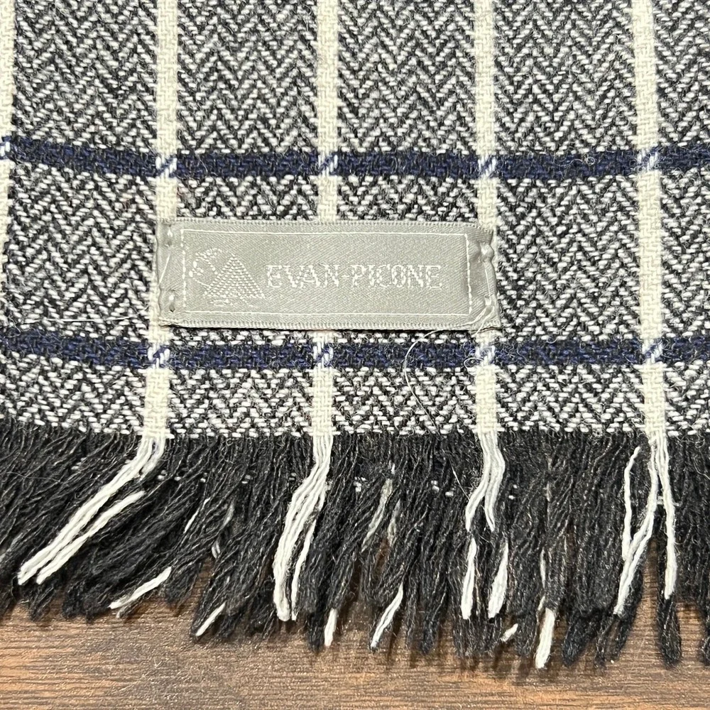Evan Picone Mens Wool Scarf Navy White Black 10 1/2 x 68
